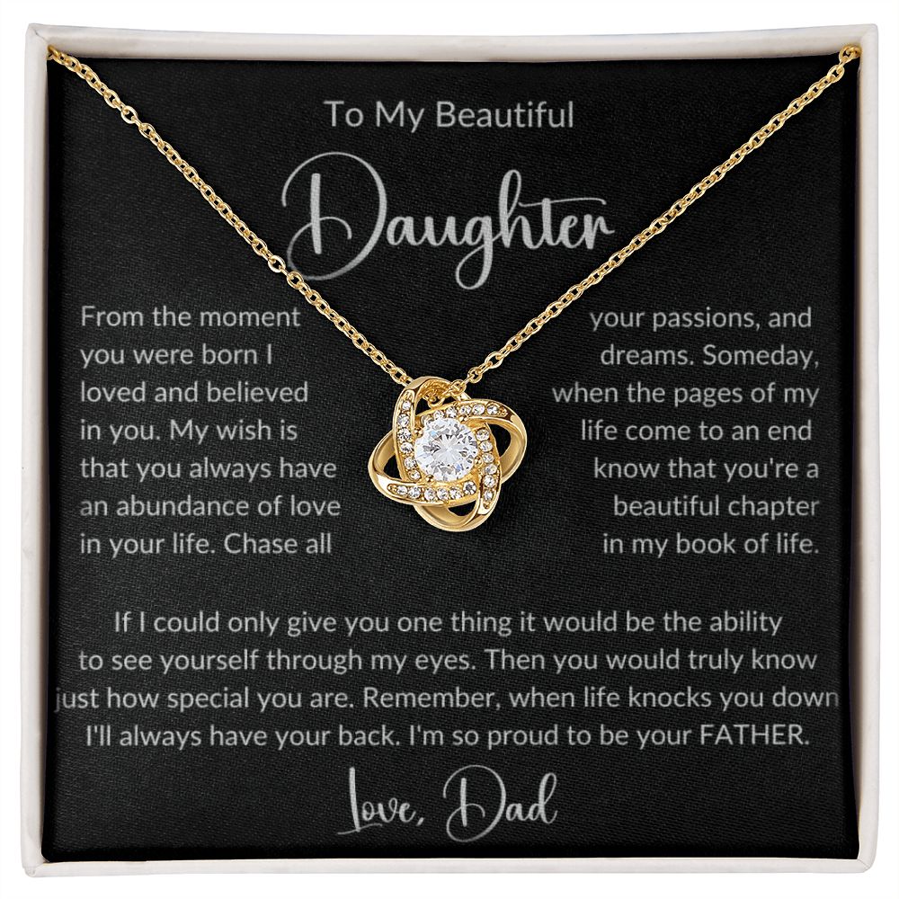 To My Beautiful Daughter Love Knot Pendant Necklace Gift - Serbachi