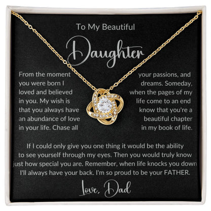 To My Beautiful Daughter Love Knot Pendant Necklace Gift - Serbachi