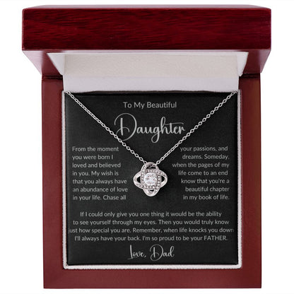 To My Beautiful Daughter Love Knot Pendant Necklace Gift - Serbachi