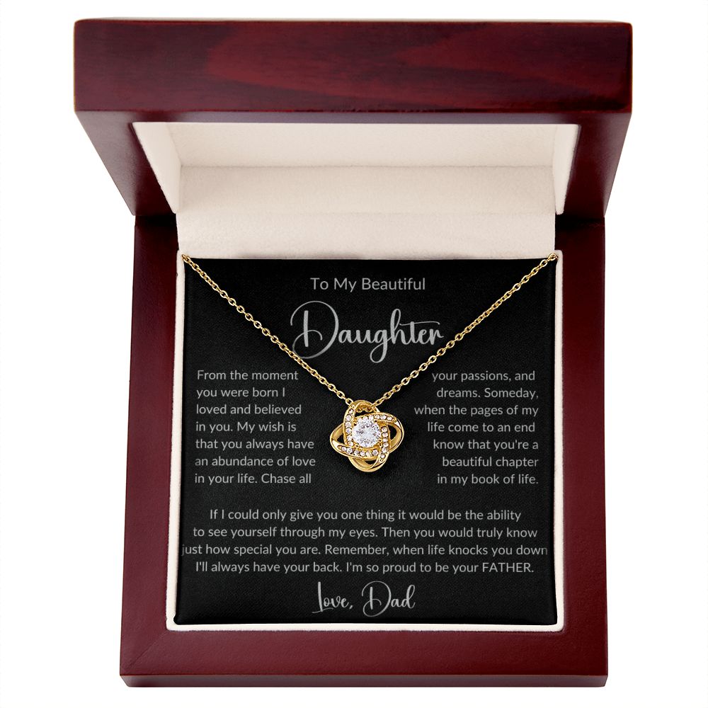 To My Beautiful Daughter Love Knot Pendant Necklace Gift - Serbachi