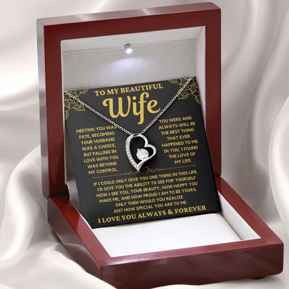 To My Beautiful Wife - Forever Love Necklace Gift Set - Serbachi