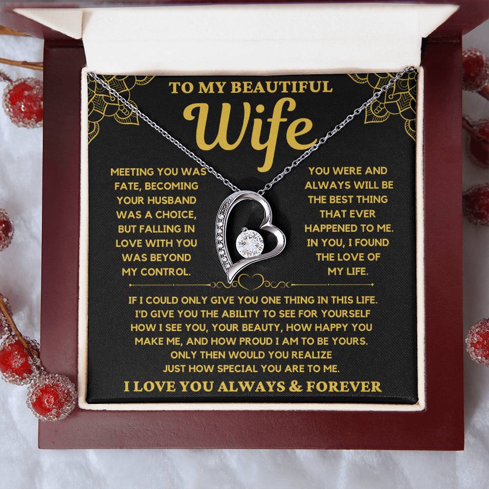 To My Beautiful Wife - Forever Love Necklace Gift Set - Serbachi