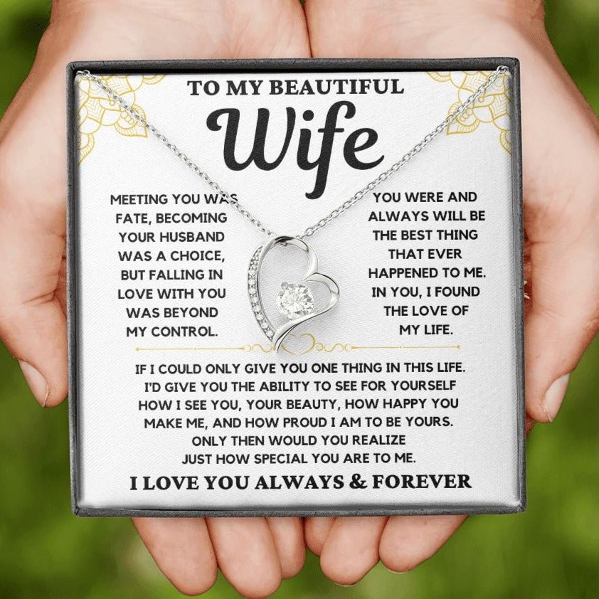 To My Beautiful Wife - Forever Love Necklace Gift Set - Serbachi