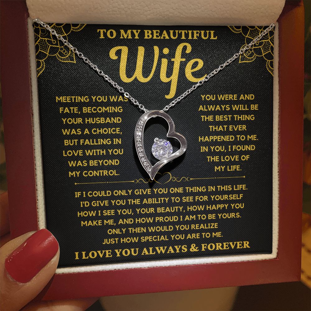 To My Beautiful Wife - Forever Love Necklace Gift Set - Serbachi