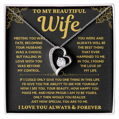 To My Beautiful Wife - Forever Love Necklace Gift Set - Serbachi