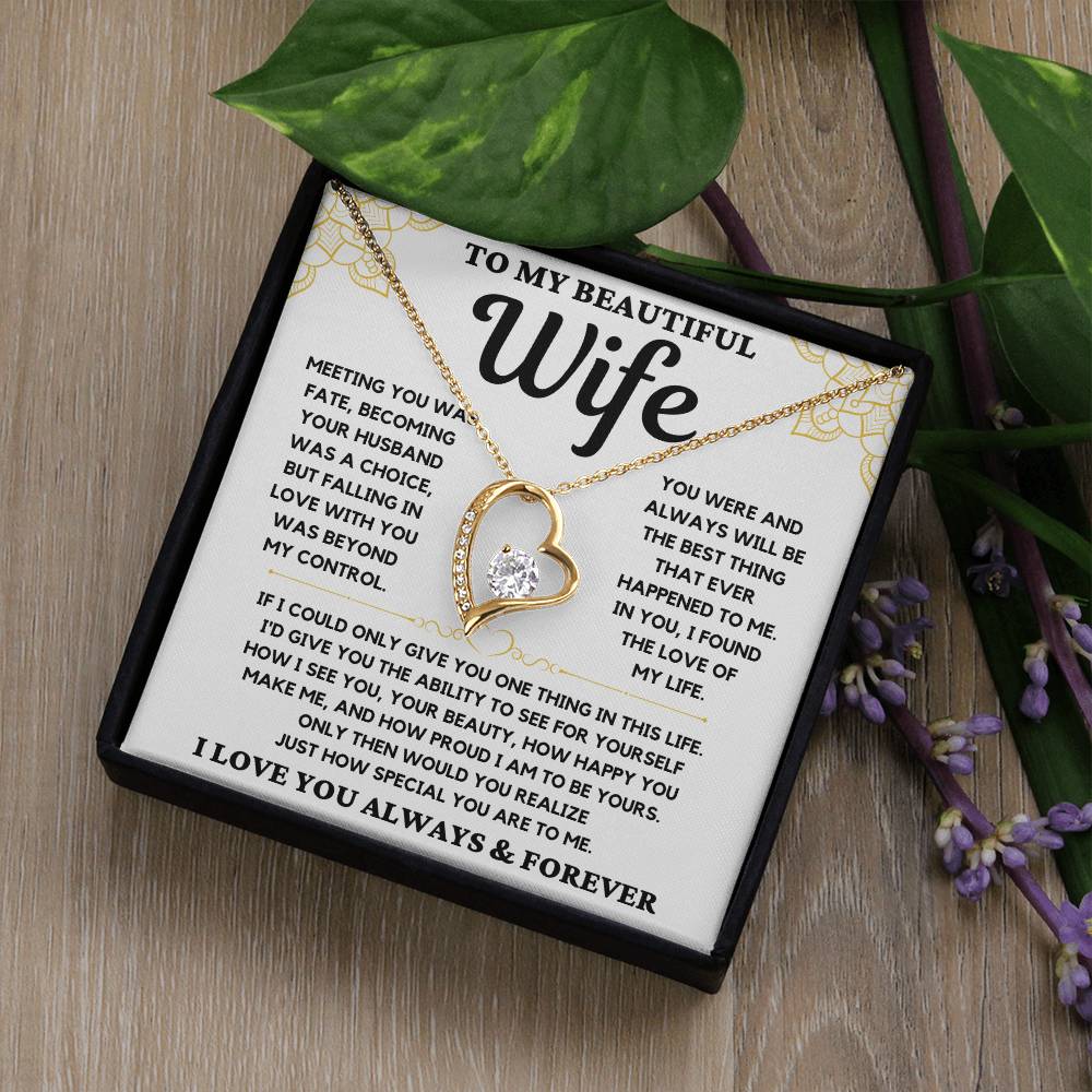 To My Beautiful Wife - Forever Love Necklace Gift Set - Serbachi