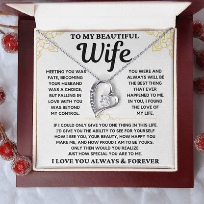 To My Beautiful Wife - Forever Love Necklace Gift Set - Serbachi