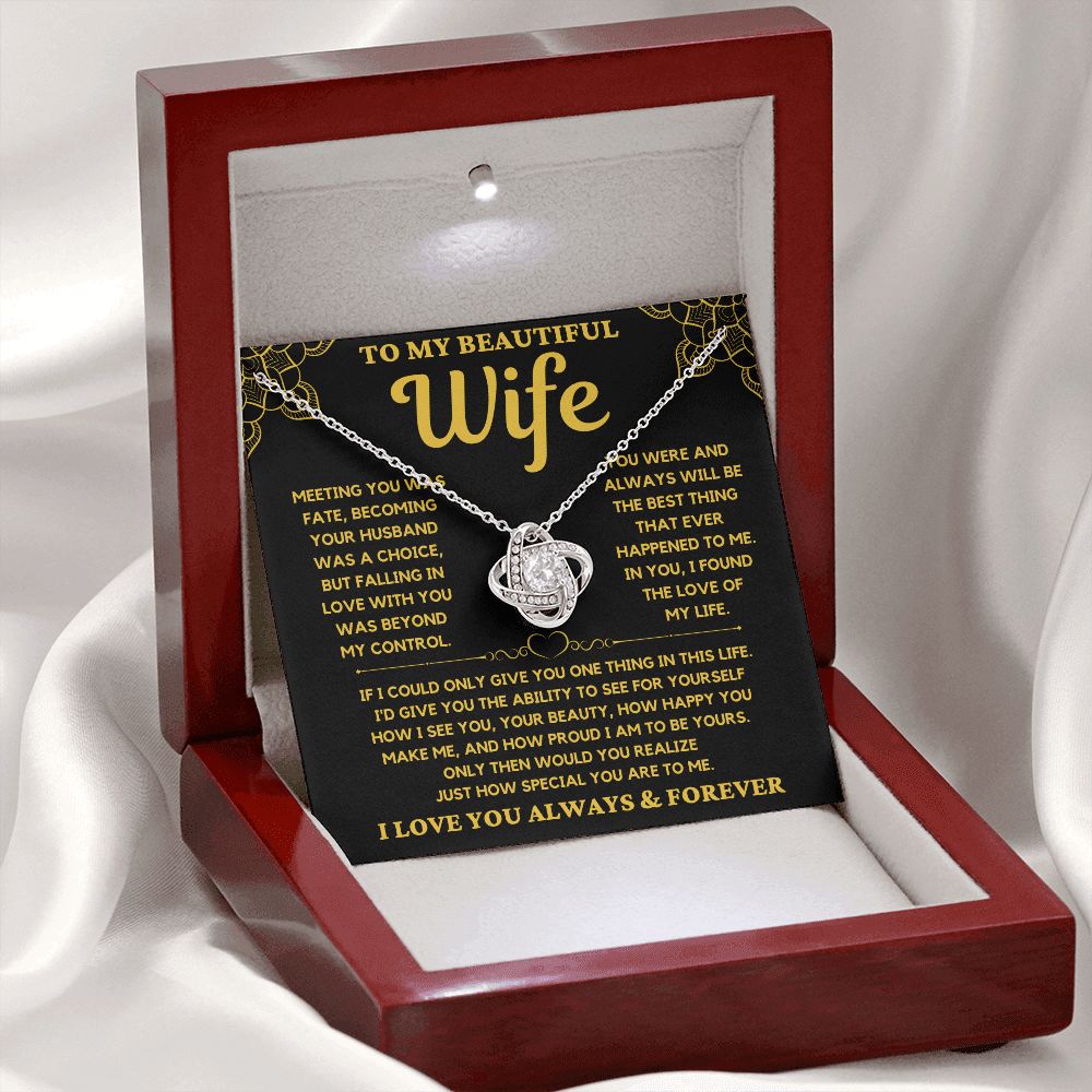 To My Beautiful Wife - Love Knot Necklace Gift Set - Serbachi