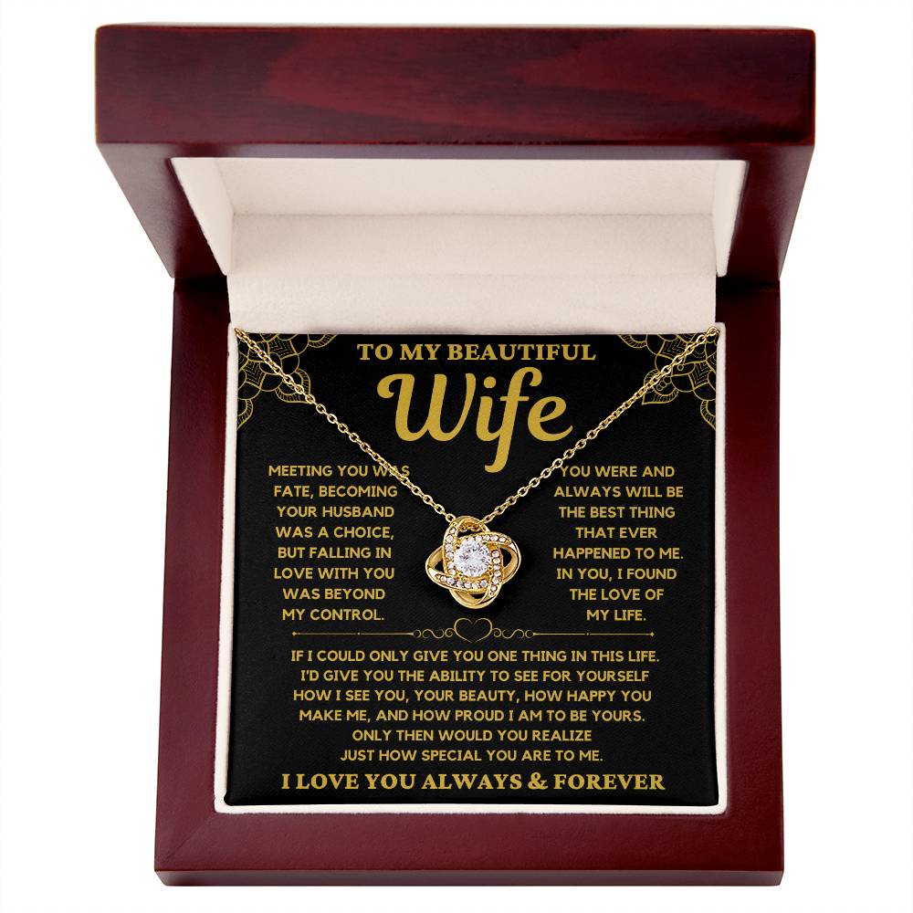 To My Beautiful Wife - Love Knot Necklace Gift Set - Serbachi