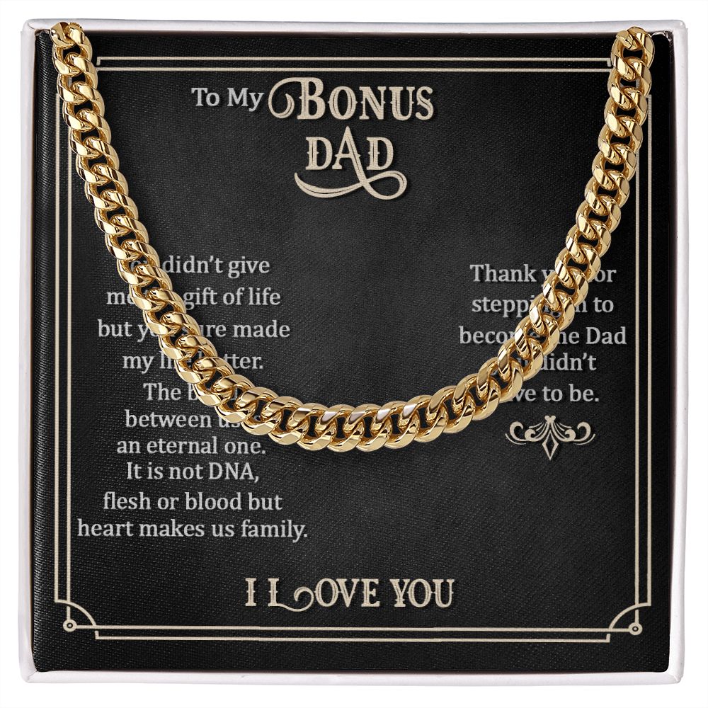 To my Bonus Dad Cuban Chain Necklace, Father Necklace Father's Day Gift, Christian Gift For Dad, Father Son Necklace - Serbachi