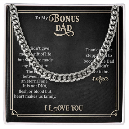 To my Bonus Dad Cuban Chain Necklace, Father Necklace Father's Day Gift, Christian Gift For Dad, Father Son Necklace - Serbachi