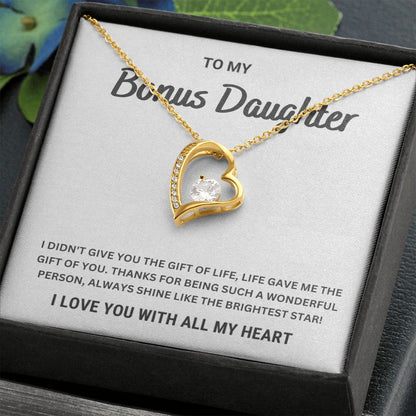 To My Bonus Daughter | Shine Like The Brightest Star | Heart Silver Necklace - Serbachi