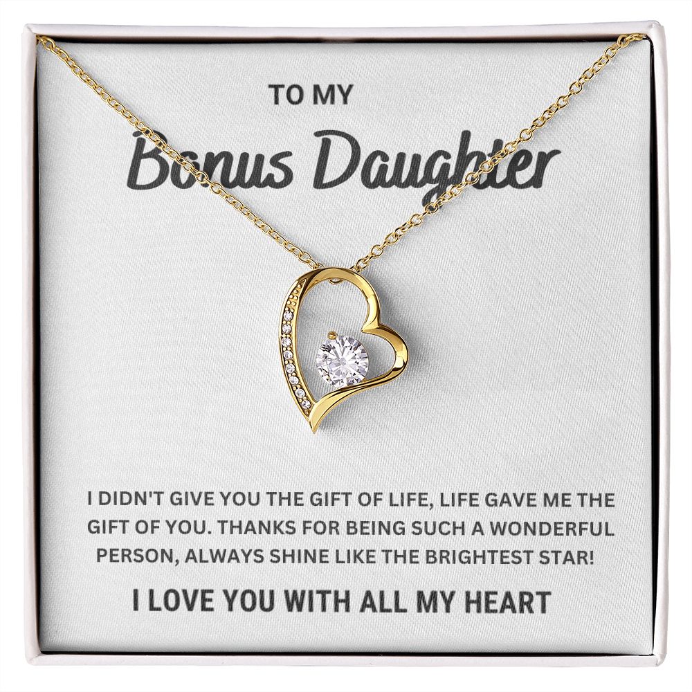 To My Bonus Daughter | Shine Like The Brightest Star | Heart Silver Necklace - Serbachi