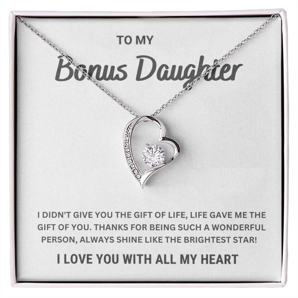 To My Bonus Daughter | Shine Like The Brightest Star | Heart Silver Necklace - Serbachi