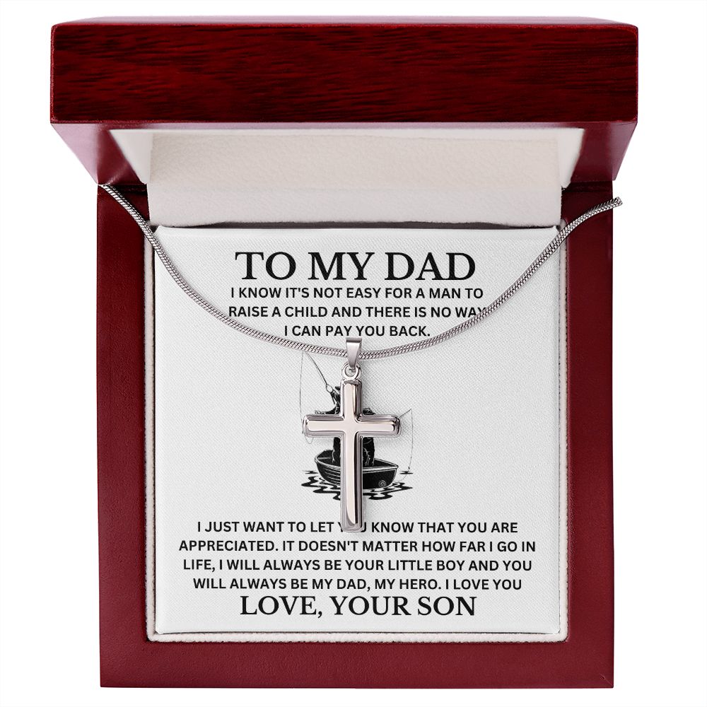 To my Dad Cross Necklace, Father Cross Necklace Father's Day Gift, Christian Gift For Dad, Father Son Cross Necklace - Serbachi