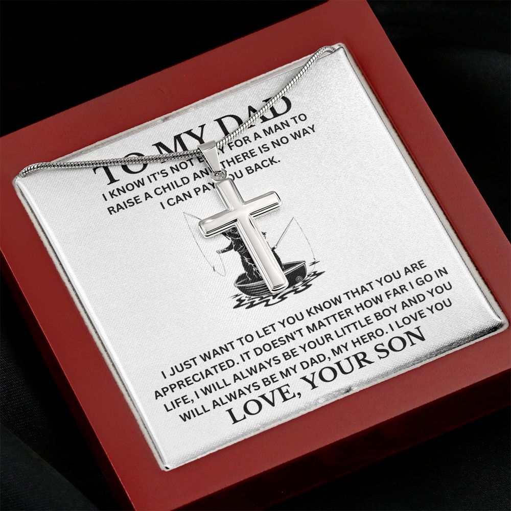 To my Dad Cross Necklace, Father Cross Necklace Father's Day Gift, Christian Gift For Dad, Father Son Cross Necklace - Serbachi