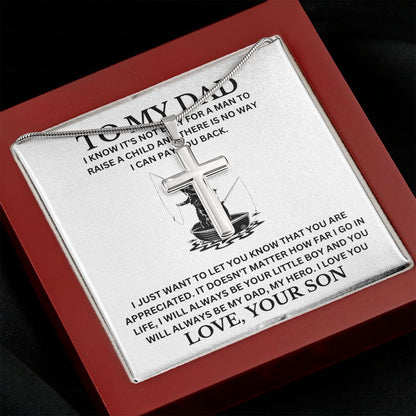 To my Dad Cross Necklace, Father Cross Necklace Father's Day Gift, Christian Gift For Dad, Father Son Cross Necklace - Serbachi