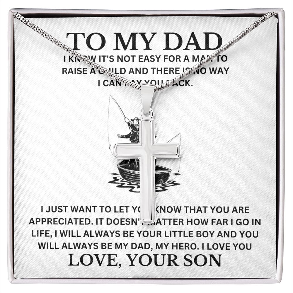 To my Dad Cross Necklace, Father Cross Necklace Father's Day Gift, Christian Gift For Dad, Father Son Cross Necklace - Serbachi