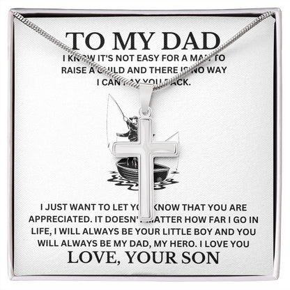 To my Dad Cross Necklace, Father Cross Necklace Father's Day Gift, Christian Gift For Dad, Father Son Cross Necklace - Serbachi