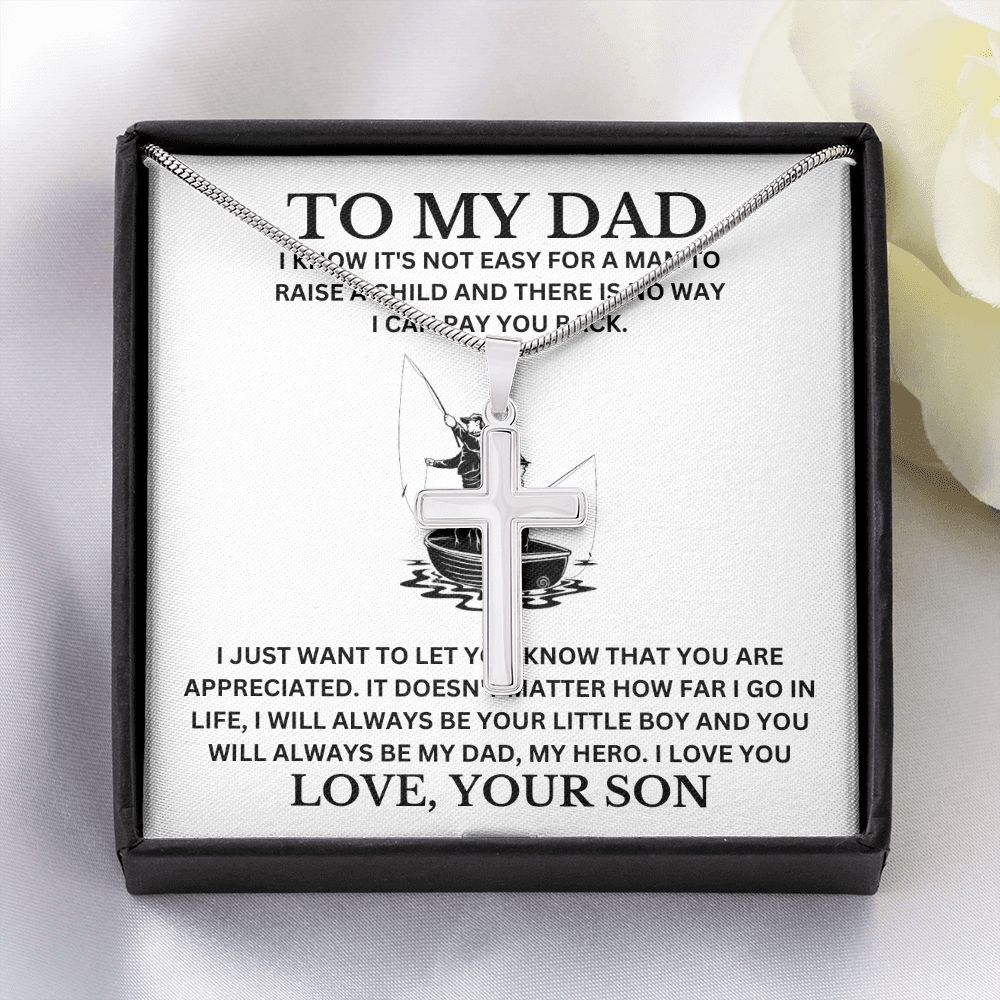 To my Dad Cross Necklace, Father Cross Necklace Father's Day Gift, Christian Gift For Dad, Father Son Cross Necklace - Serbachi