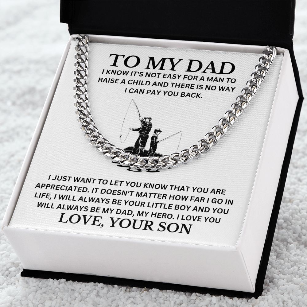 To my Dad Cuban Chain Necklace, Father Necklace Father's Day Gift, Christian Gift For Dad, Father Son Necklace - Serbachi