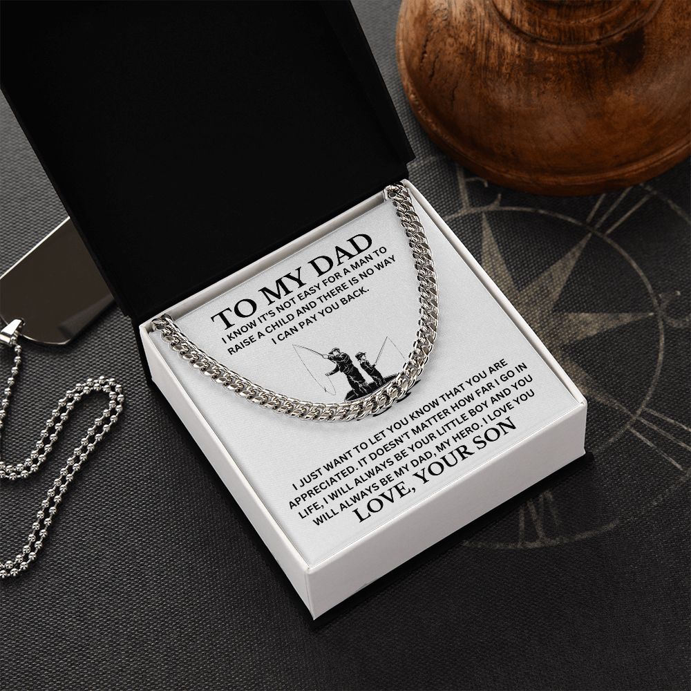 To my Dad Cuban Chain Necklace, Father Necklace Father's Day Gift, Christian Gift For Dad, Father Son Necklace - Serbachi