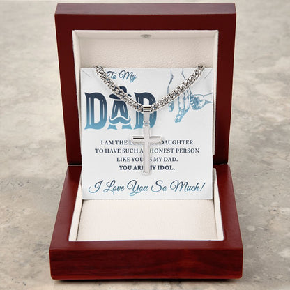 To My Dad I Am The Luckiest Daughter To Have Dad Cross Necklace, Father Necklace Father's Day Gift, Christian Gift For Dad, Father Son Cross Necklace - Serbachi