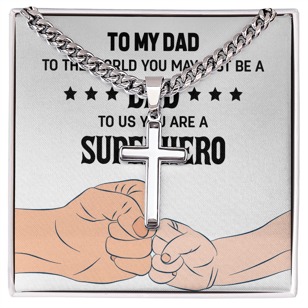 To my dad to the world you may just be a Dad Cross Necklace, Father Necklace Father's Day Gift, Christian Gift For Dad, Father Son Cross Necklace - Serbachi