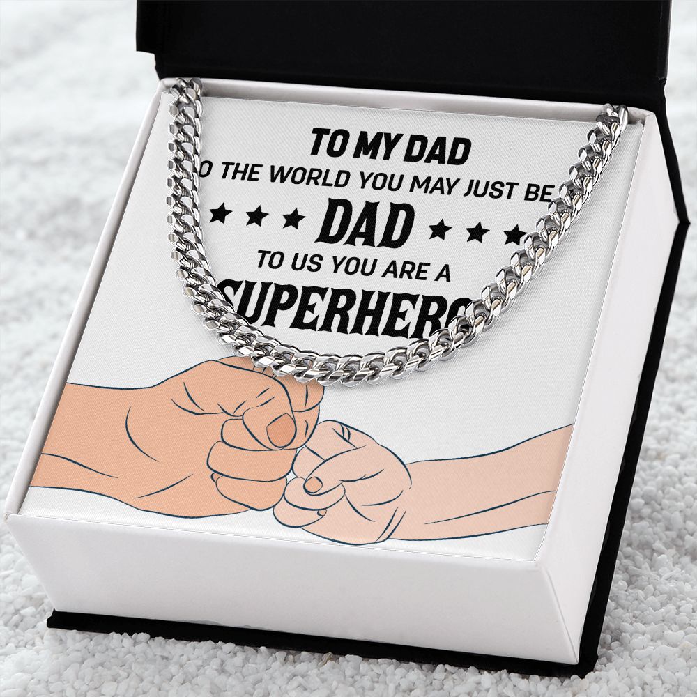 To my dad to the world you may just be a Dad Cuban Chain Necklace, Father Necklace Father's Day Gift, Christian Gift For Dad, Father Son Necklace - Serbachi