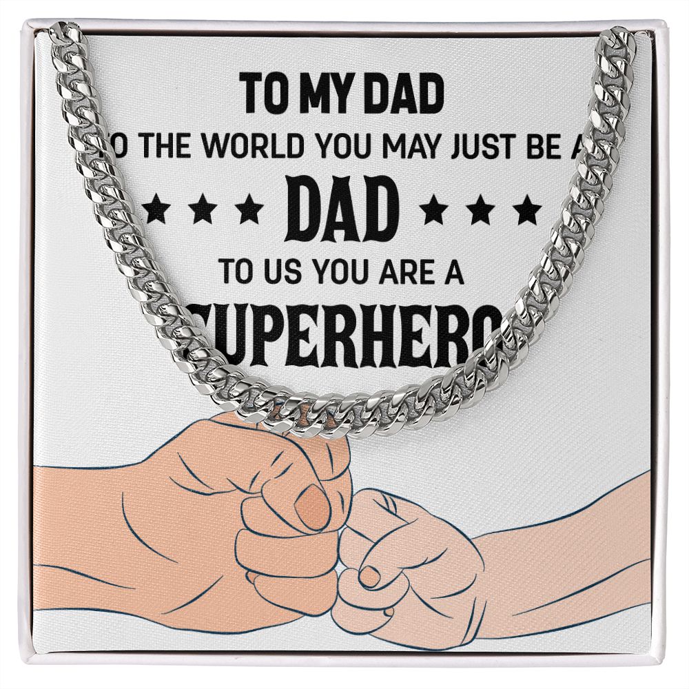 To my dad to the world you may just be a Dad Cuban Chain Necklace, Father Necklace Father's Day Gift, Christian Gift For Dad, Father Son Necklace - Serbachi