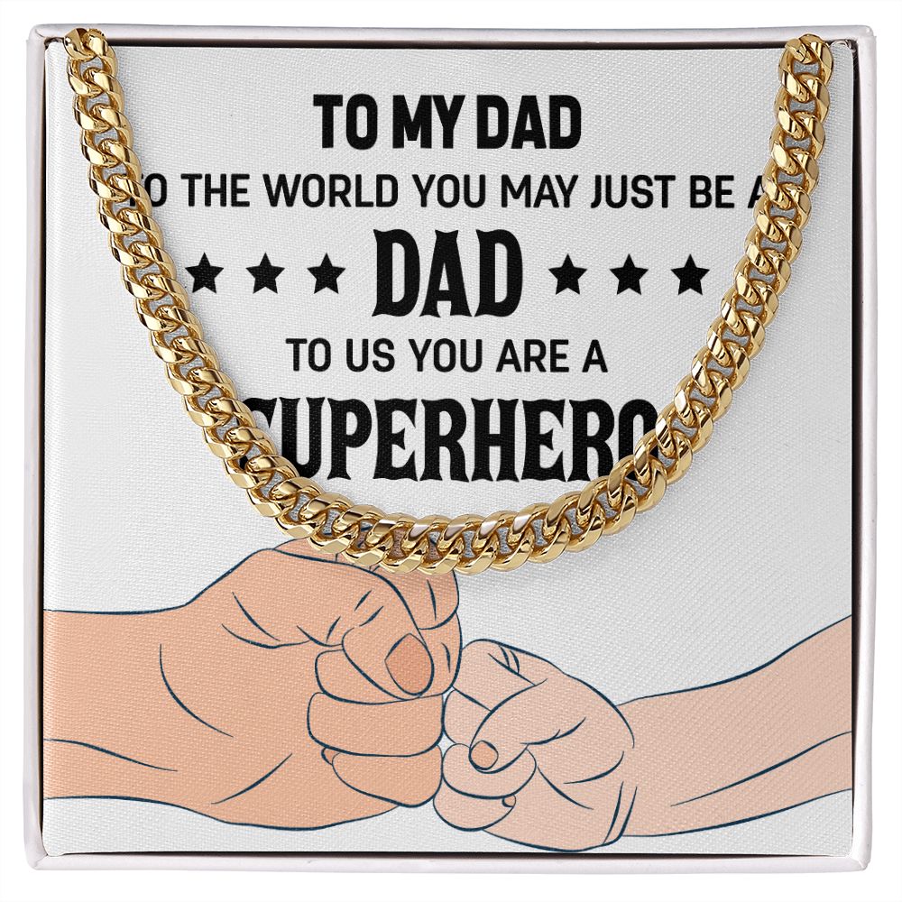 To my dad to the world you may just be a Dad Cuban Chain Necklace, Father Necklace Father's Day Gift, Christian Gift For Dad, Father Son Necklace - Serbachi