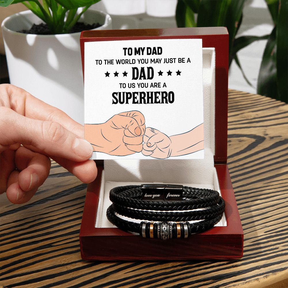 To my dad to the world you may just be a dad Dad Bracelet, Father Bracelet Father's Day Gift, Christian Gift For Dad, Father Son Leather Bracelet - Serbachi