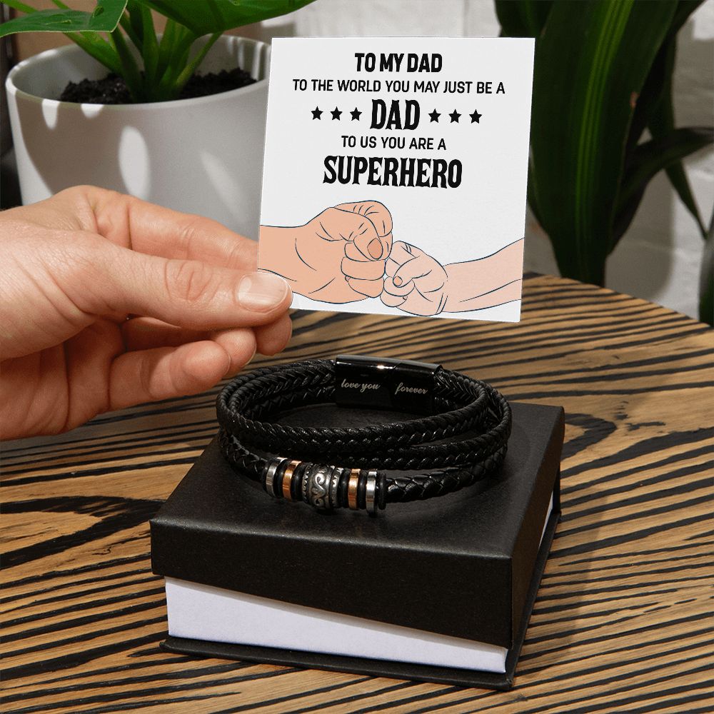 To my dad to the world you may just be a dad Dad Bracelet, Father Bracelet Father's Day Gift, Christian Gift For Dad, Father Son Leather Bracelet - Serbachi