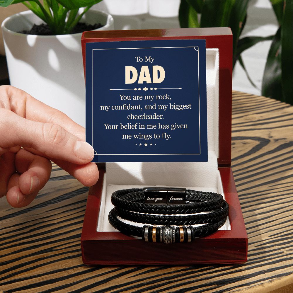 To my dad - you are my rock Dad Bracelet, Father Bracelet Father's Day Gift, Christian Gift For Dad, Father Son Leather Bracelet - Serbachi