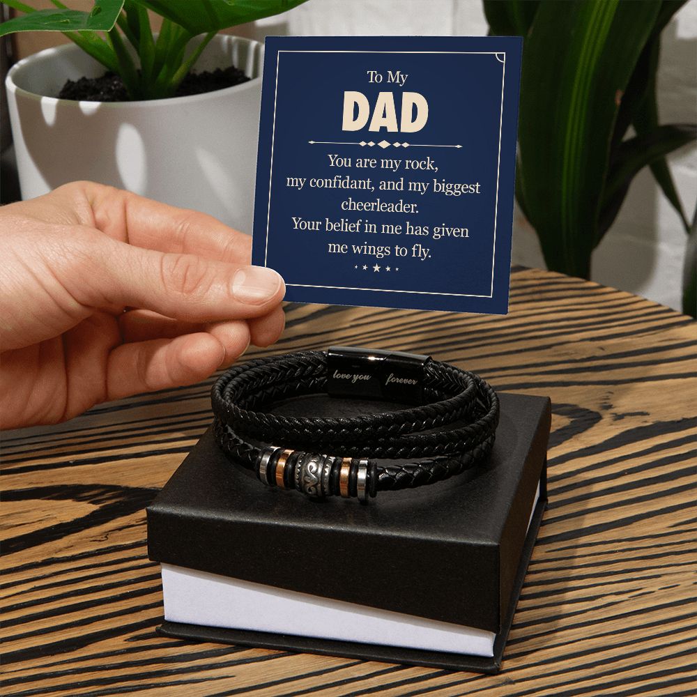 To my dad - you are my rock Dad Bracelet, Father Bracelet Father's Day Gift, Christian Gift For Dad, Father Son Leather Bracelet - Serbachi