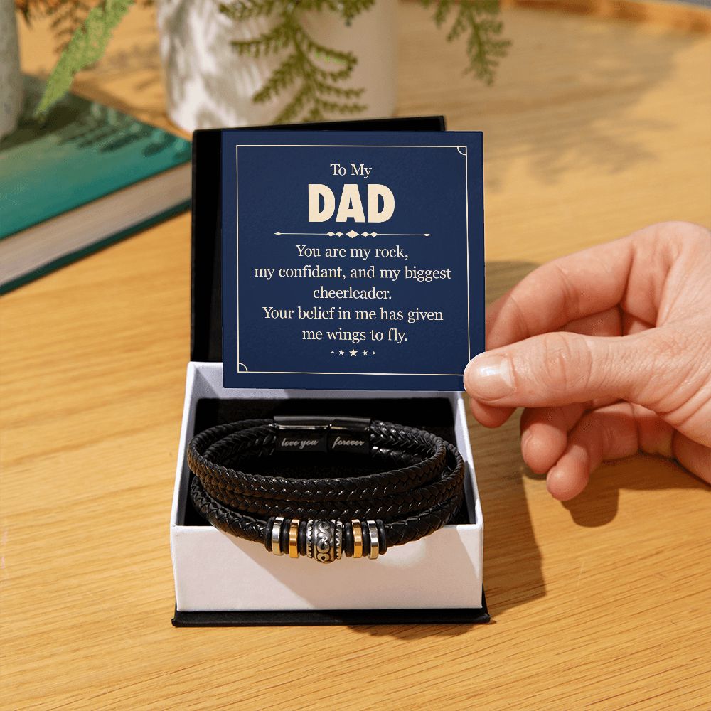 To my dad - you are my rock Dad Bracelet, Father Bracelet Father's Day Gift, Christian Gift For Dad, Father Son Leather Bracelet - Serbachi