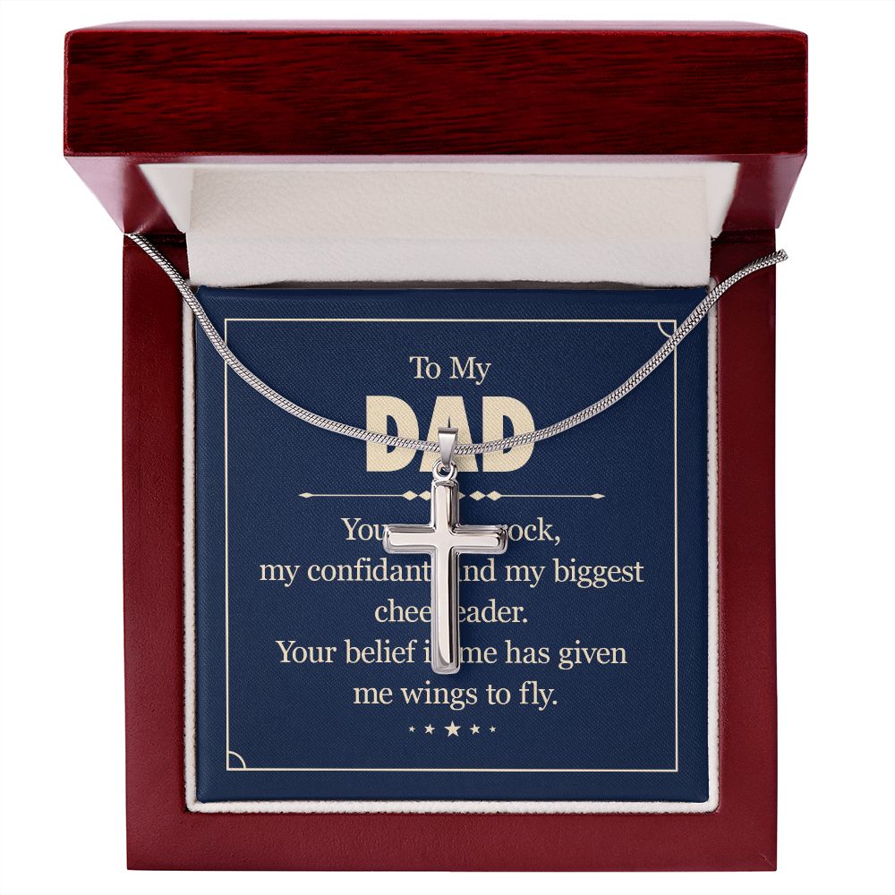 To my dad - you are my rock Dad Cross Necklace, Father Cross Necklace Father's Day Gift, Christian Gift For Dad, Father Son Cross Necklace - Serbachi