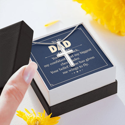 To my dad - you are my rock Dad Cross Necklace, Father Cross Necklace Father's Day Gift, Christian Gift For Dad, Father Son Cross Necklace - Serbachi