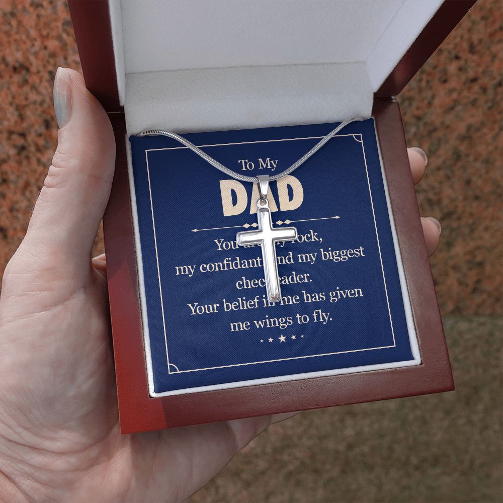 To my dad - you are my rock Dad Cross Necklace, Father Cross Necklace Father's Day Gift, Christian Gift For Dad, Father Son Cross Necklace - Serbachi