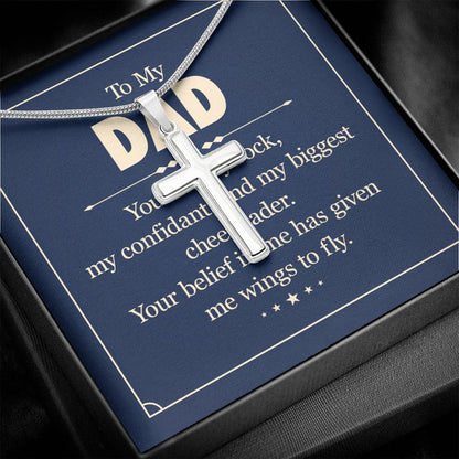 To my dad - you are my rock Dad Cross Necklace, Father Cross Necklace Father's Day Gift, Christian Gift For Dad, Father Son Cross Necklace - Serbachi