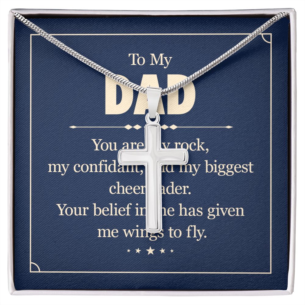 To my dad - you are my rock Dad Cross Necklace, Father Cross Necklace Father's Day Gift, Christian Gift For Dad, Father Son Cross Necklace - Serbachi