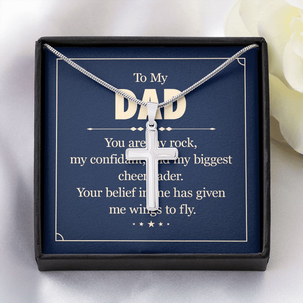 To my dad - you are my rock Dad Cross Necklace, Father Cross Necklace Father's Day Gift, Christian Gift For Dad, Father Son Cross Necklace - Serbachi