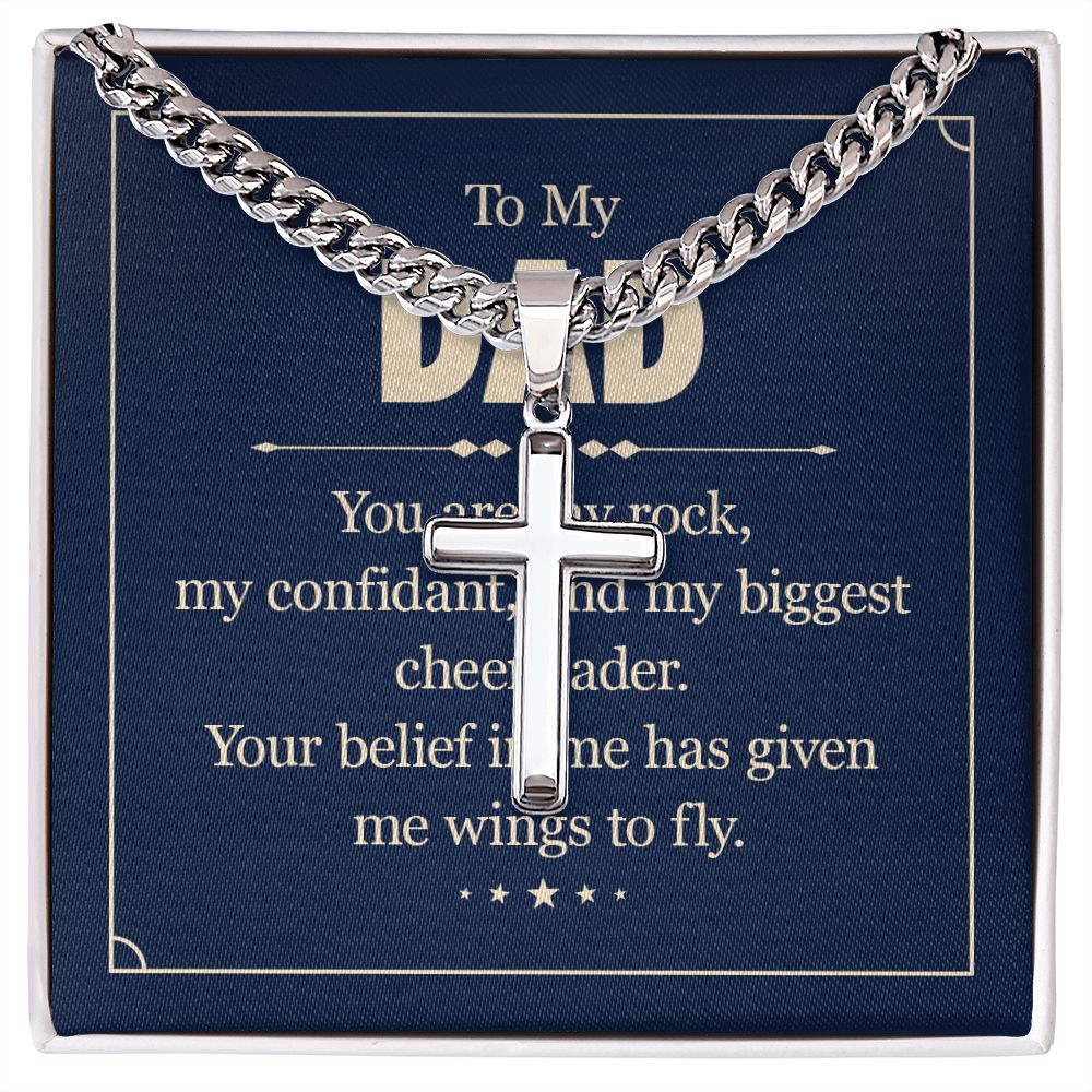 To my dad - you are my rock Dad Cross Necklace, Father Necklace Father's Day Gift, Christian Gift For Dad, Father Son Cross Necklace - Serbachi