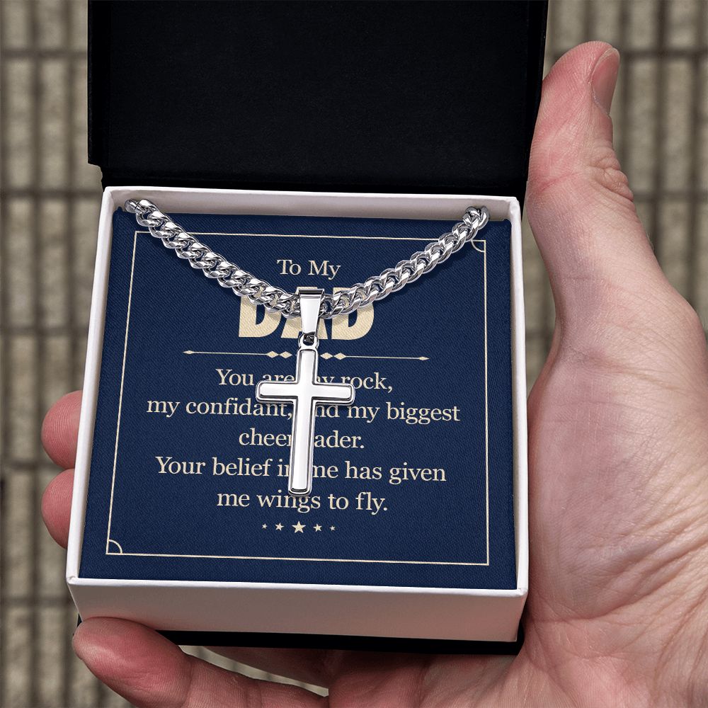 To my dad - you are my rock Dad Cross Necklace, Father Necklace Father's Day Gift, Christian Gift For Dad, Father Son Cross Necklace - Serbachi