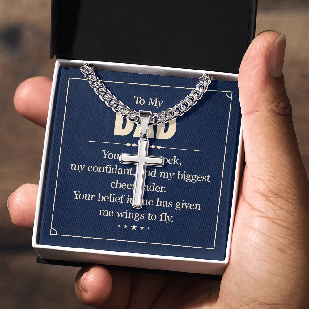 To my dad - you are my rock Dad Cross Necklace, Father Necklace Father's Day Gift, Christian Gift For Dad, Father Son Cross Necklace - Serbachi