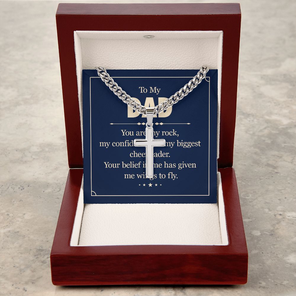 To my dad - you are my rock Dad Cross Necklace, Father Necklace Father's Day Gift, Christian Gift For Dad, Father Son Cross Necklace - Serbachi