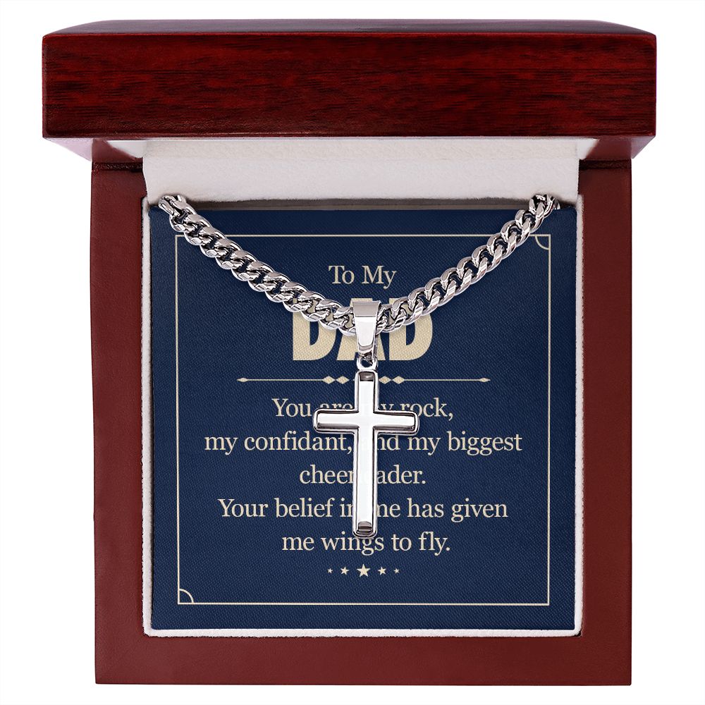 To my dad - you are my rock Dad Cross Necklace, Father Necklace Father's Day Gift, Christian Gift For Dad, Father Son Cross Necklace - Serbachi