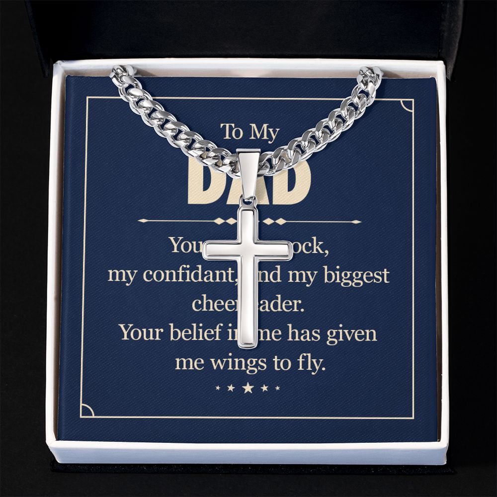 To my dad - you are my rock Dad Cross Necklace, Father Necklace Father's Day Gift, Christian Gift For Dad, Father Son Cross Necklace - Serbachi