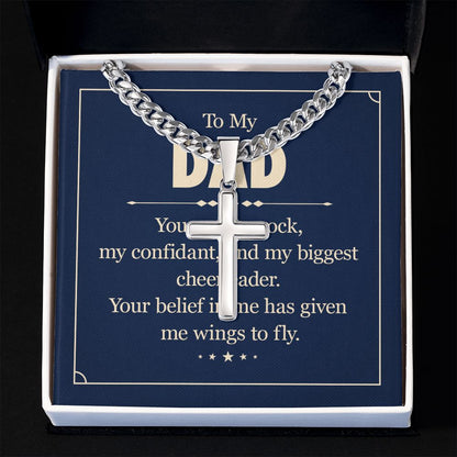 To my dad - you are my rock Dad Cross Necklace, Father Necklace Father's Day Gift, Christian Gift For Dad, Father Son Cross Necklace - Serbachi