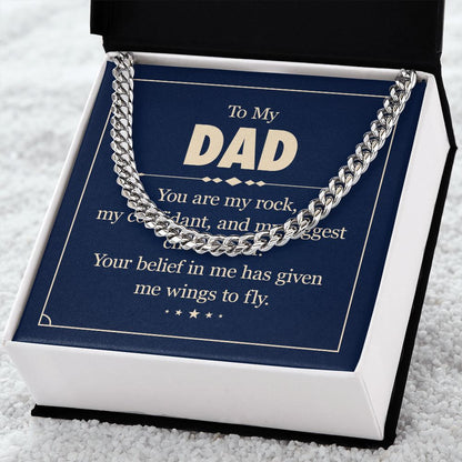 To my dad - you are my rock Dad Cuban Chain Necklace, Father Necklace Father's Day Gift, Christian Gift For Dad, Father Son Necklace - Serbachi